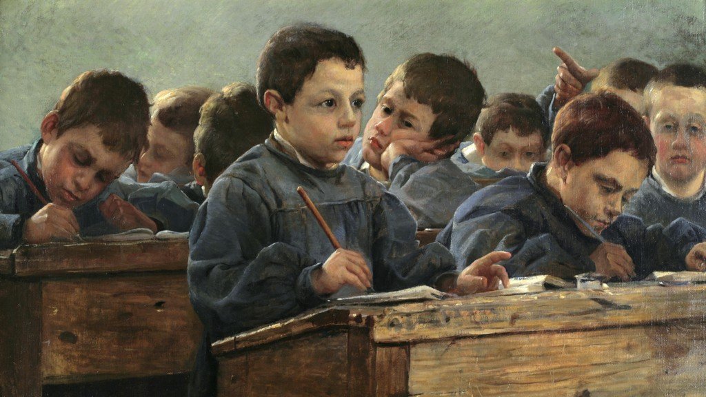 P L Martin des Amoignes In the classroom 1886 by Jean-Paul Louis Martin des Amoignes