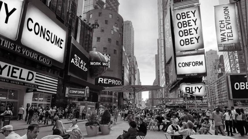 Screen shot of the film They Live 1988
