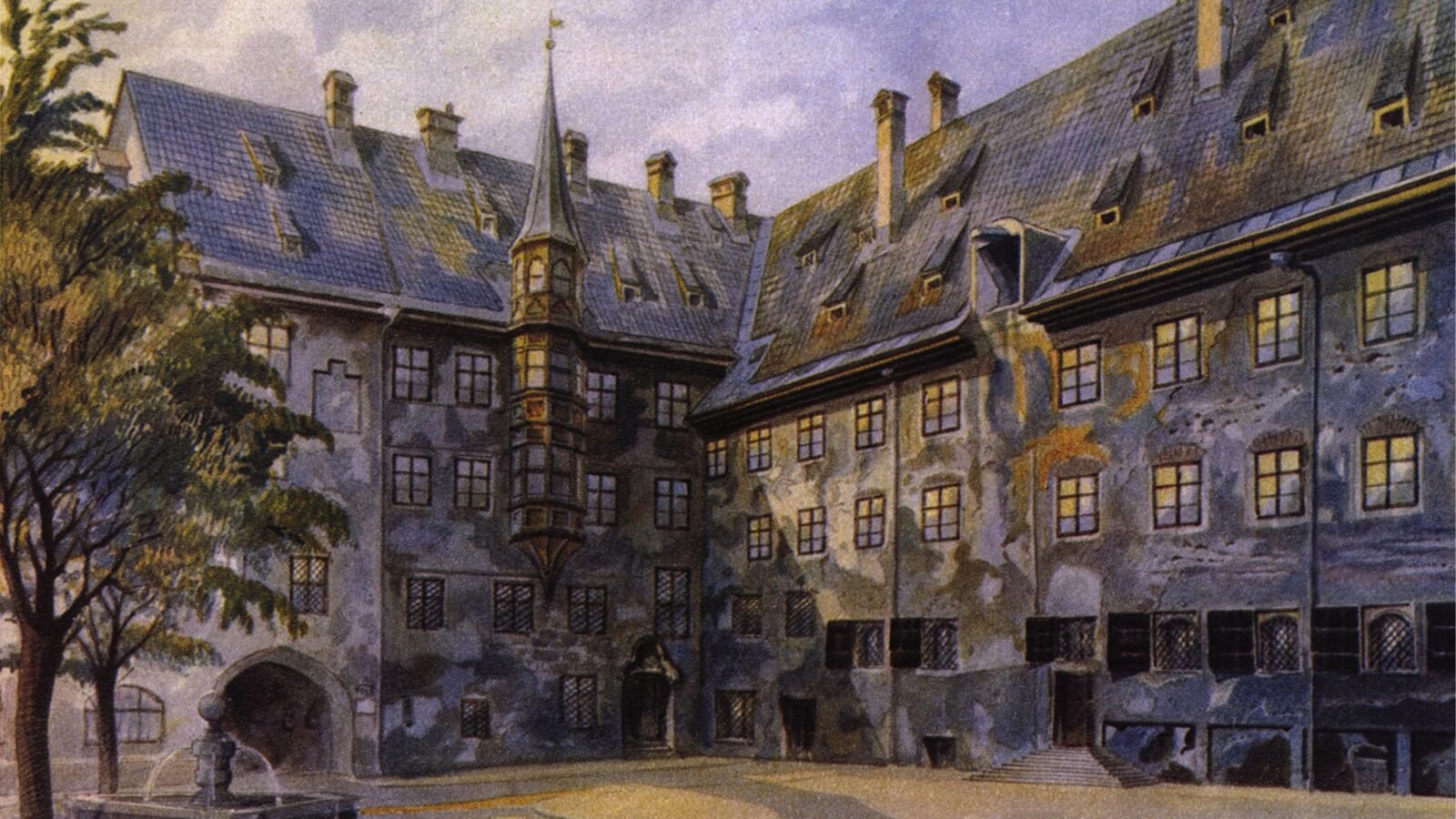 The Courtyard of the Old Residency in Munich 1914 by Adolf Hitler