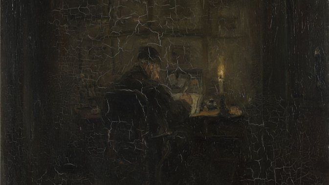 An Old Man writing by Candlelight 1899 Jozef Israëls