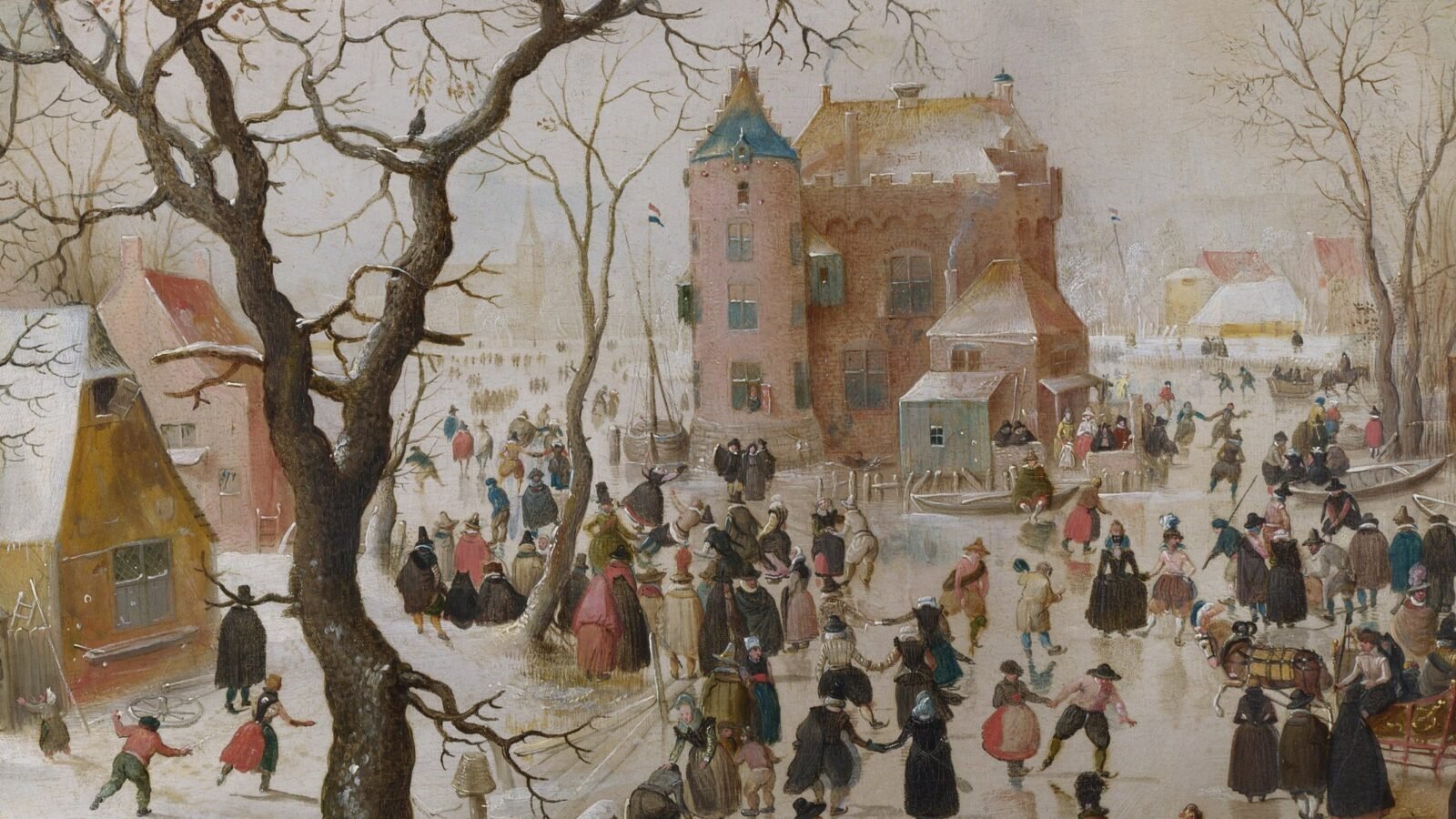 A Winter Scene with Skaters near a Castle 1608 by Hendrick Avercamp