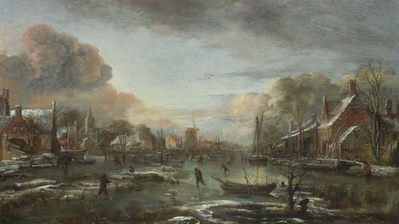 A Frozen River by a Town at Evening 1665 by Aert van der Neer