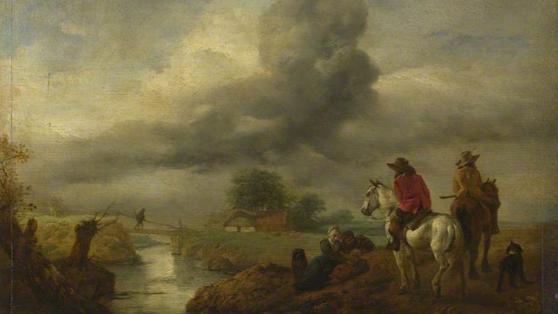 Two Vedettes on the Watch by a Stream 1650s by Philips Wouwerman
