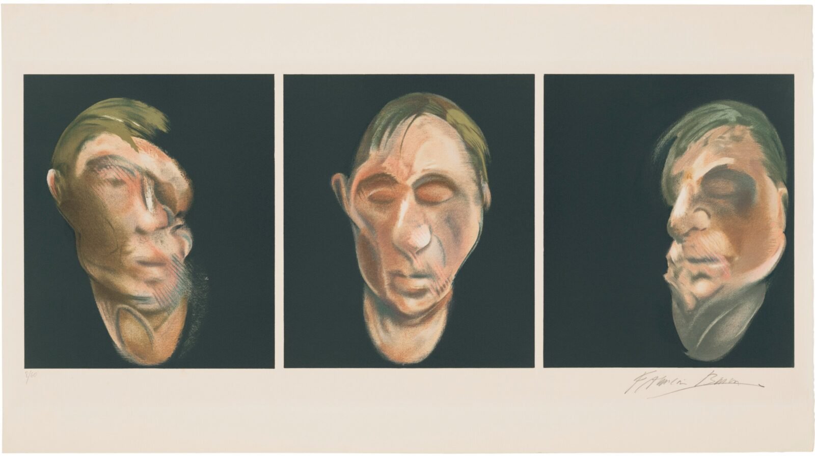 Three studies for a Self-Portrait 1990 by FRANCIS BACON